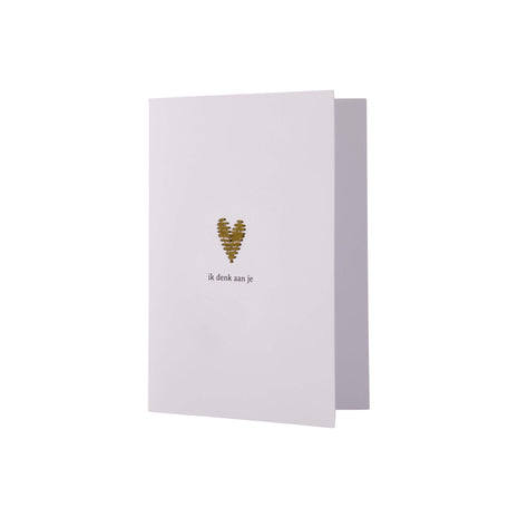Wenskaart - ’ik denk aan je’ - wit/goud - Lifestyle - Van papier - Wenskaarten - Moeilijke Momenten