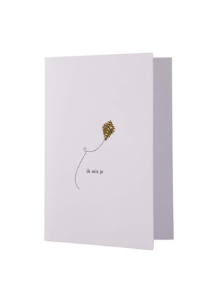 Wenskaart - ’ik mis je’ - wit/goud - Lifestyle - Van papier - Wenskaarten - Moeilijke Momenten