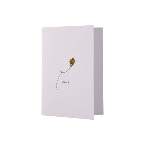 Wenskaart - ’ik mis je’ - wit/goud - Lifestyle - Van papier - Wenskaarten - Moeilijke Momenten