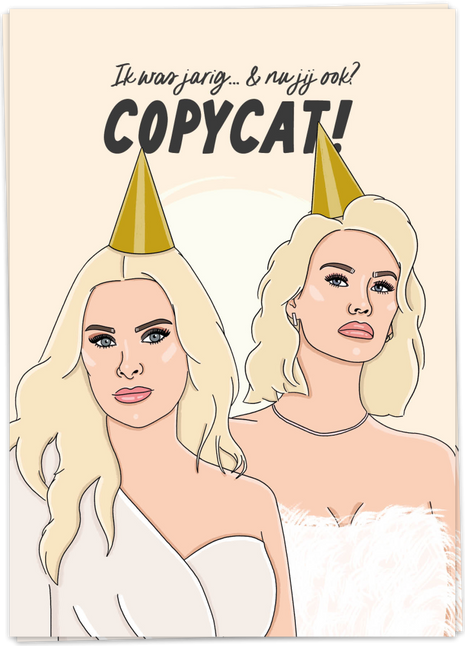 Wenskaart - Ik was jarig... & nu jij ook? COPYCAT! - Cadeau’s & Lifestyle - Van papier - Wenskaarten - Verjaardag