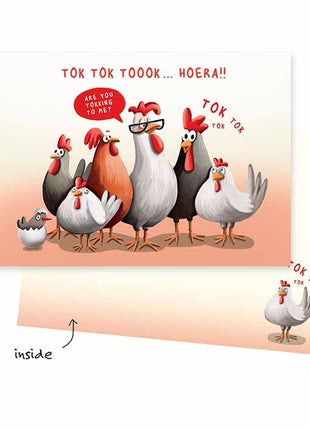 Wenskaart Kippen Hoera! Cadeau’s & Lifestyle Van papier Wenskaarten