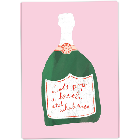 Wenskaart - Let’s pop a bottle and celebrate - Lifestyle - Van papier - Wenskaarten - Felicitatie