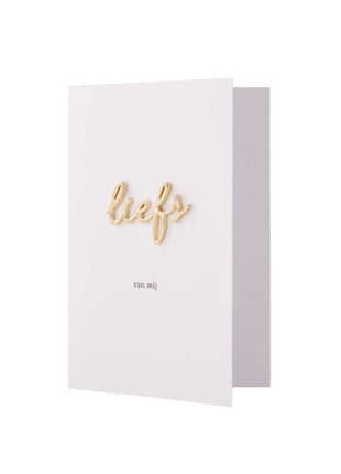 Wenskaart liefs broche wit/goud (0801-286) - Unclassified