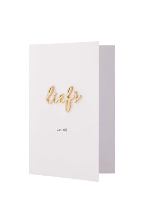 Wenskaart liefs broche wit/goud (0801-286) - Unclassified