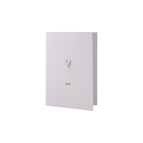 Wenskaart - liefs - broche wit/goud (0801-371) - Lifestyle - Van papier - Wenskaarten - Liefde & Vriendschap