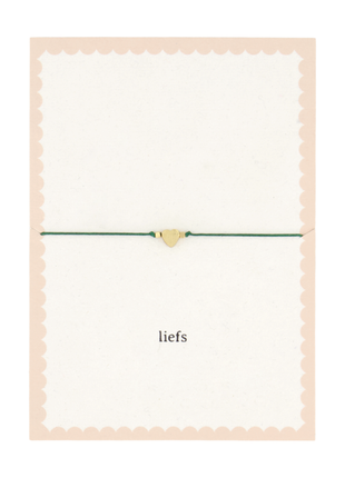 Wenskaart - liefs - met armbandje hartje donkergroen - Lifestyle - Van papier - Wenskaarten - Liefde & Vriendschap