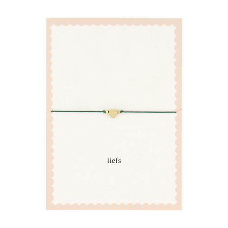 Wenskaart - liefs - met armbandje hartje donkergroen - Lifestyle - Van papier - Wenskaarten - Liefde & Vriendschap
