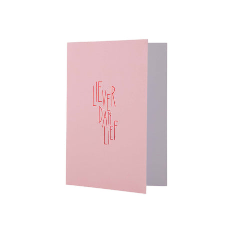 Wenskaart - ’liever dan lief’ - roze/rood - Lifestyle - Van papier - Wenskaarten - Liefde & Vriendschap