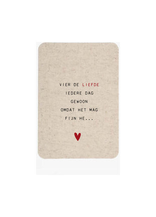 Wenskaart (linnen) - Vier de liefde (gedicht) - Lifestyle - Van papier - Wenskaarten - Liefde & Vriendschap