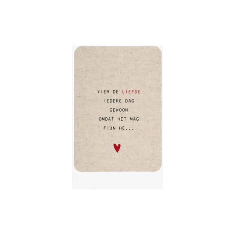 Wenskaart (linnen) - Vier de liefde (gedicht) - Lifestyle - Van papier - Wenskaarten - Liefde & Vriendschap
