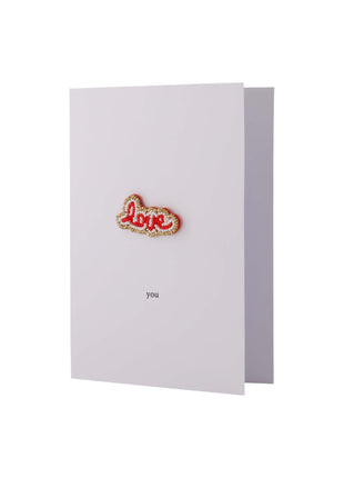 Wenskaart ’love’ - broche wit/rood - Lifestyle - Van papier - Wenskaarten - Liefde & Vriendschap
