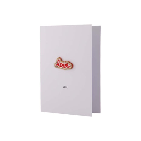 Wenskaart ’love’ - broche wit/rood - Lifestyle - Van papier - Wenskaarten - Liefde & Vriendschap