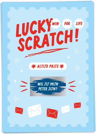 Wenskaart - Lucky Scratch - Wil je mijn peter zijn? - Lifestyle - Van papier - Wenskaarten - Geboorte