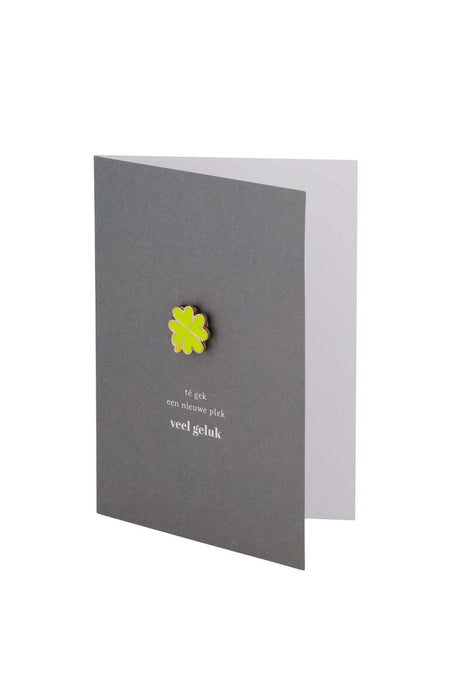 Wenskaart magneet klavertje groen/geel Cadeau’s & Lifestyle Van papier Wenskaarten Geluk