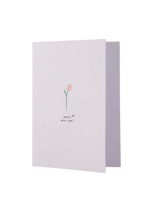Wenskaart - ’merci mon ami’ - wit/zalm - Lifestyle - Van papier - Wenskaarten - Liefde & Vriendschap