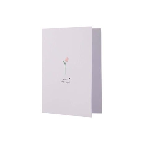 Wenskaart - ’merci mon ami’ - wit/zalm - Lifestyle - Van papier - Wenskaarten - Liefde & Vriendschap