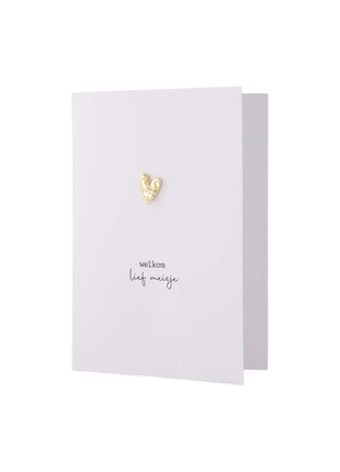 Wenskaart met broche - Welkom lief meisje - Lifestyle - Van papier - Wenskaarten - Geboorte