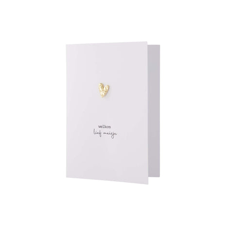 Wenskaart met broche - Welkom lief meisje - Lifestyle - Van papier - Wenskaarten - Geboorte