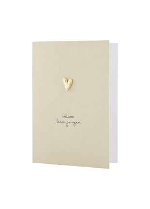 Wenskaart met broche - Welkom lieve jongen - Lifestyle - Van papier - Wenskaarten - Geboorte