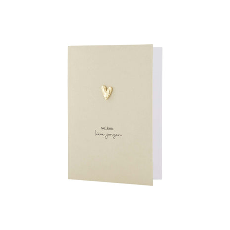 Wenskaart met broche - Welkom lieve jongen - Lifestyle - Van papier - Wenskaarten - Geboorte