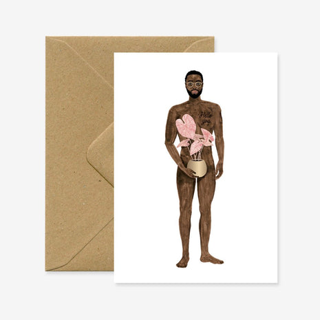 Wenskaart - Naked boy with a plant - Cadeau’s & Lifestyle - Van papier - Wenskaarten - Verjaardag