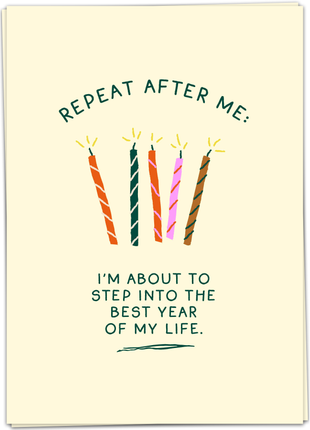 Wenskaart - Repeat after me: best year of my life - Lifestyle - Van papier - Wenskaarten - Verjaardag
