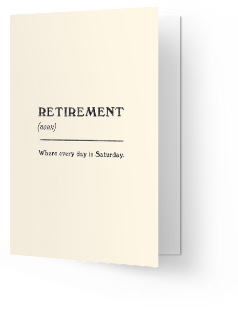 Wenskaart - Retirement - (noun) - pensioen - Cadeau’s & Lifestyle - Van papier - Wenskaarten - Felicitatie