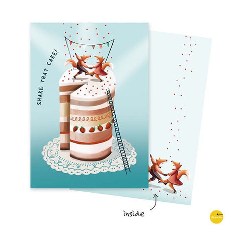 Wenskaart - Shake the cake! - party cake - Lifestyle - Van papier - Wenskaarten