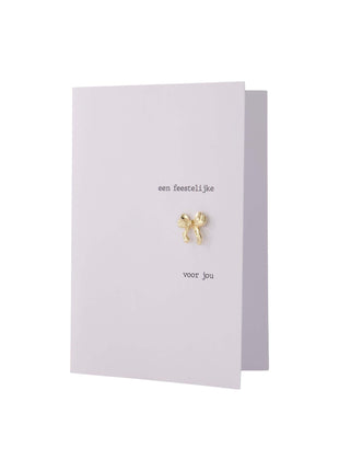 Wenskaart ’strikje’ - broche - wit/goud - Lifestyle - Van papier - Wenskaarten - Felicitatie