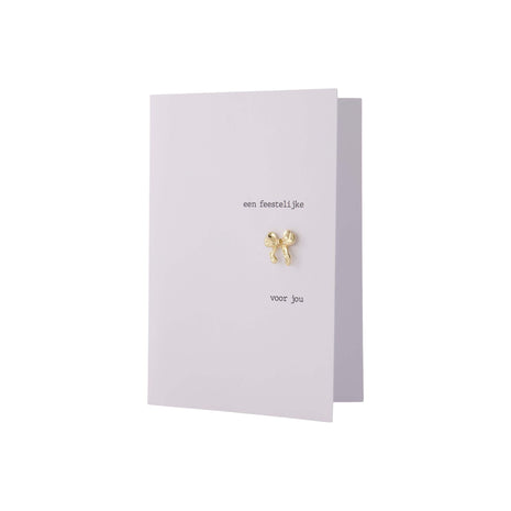 Wenskaart ’strikje’ - broche - wit/goud - Lifestyle - Van papier - Wenskaarten - Felicitatie