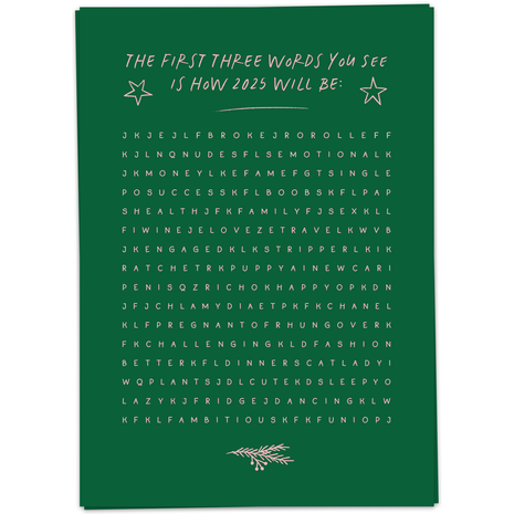 Wenskaart - The first tree words you see is how 2025 will be: - Lifestyle - Van papier - Wenskaarten - Feestdagen