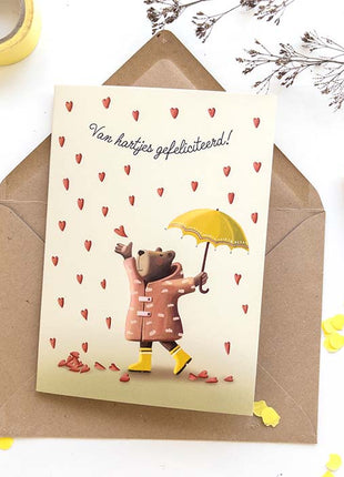 Wenskaart - Van hartjes gefeliciteerd! - Lifestyle - Van papier - Wenskaarten