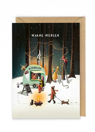 Wenskaart - Warme wensen (oliebol) - Lifestyle - Van papier - Wenskaarten