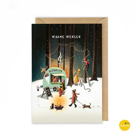 Wenskaart - Warme wensen (oliebol) - Lifestyle - Van papier - Wenskaarten