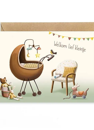 Wenskaart - Welkom lief kleintje (wiegje) - Lifestyle - Van papier - Wenskaarten