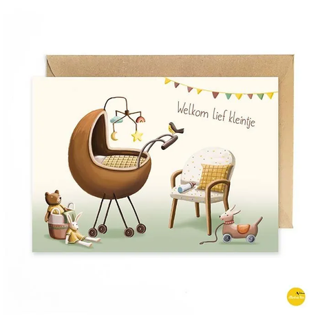 Wenskaart - Welkom lief kleintje (wiegje) - Lifestyle - Van papier - Wenskaarten