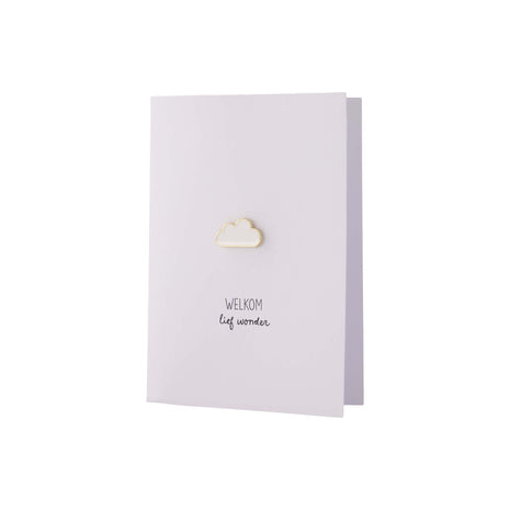 Wenskaart - ’Welkom lief wonder’ - broche - wit - Lifestyle - Van papier - Wenskaarten - Geboorte