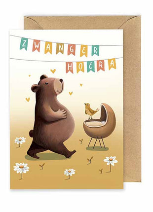 Wenskaart Zwanger hoera Cadeau’s & Lifestyle Van papier Wenskaarten Zwangerschap & geboorte