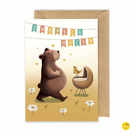 Wenskaart Zwanger hoera Cadeau’s & Lifestyle Van papier Wenskaarten Zwangerschap & geboorte