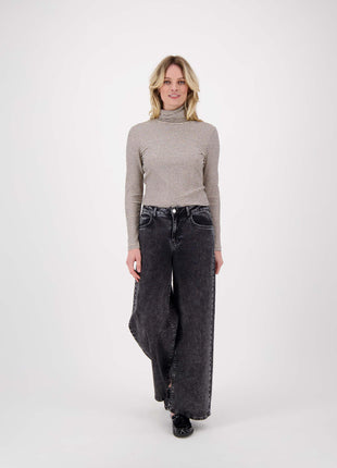 Wijde denim met glitter – grey denim - Kleding - Jeans