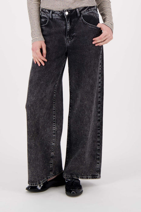 Wijde denim met glitter – grey denim - Kleding - Jeans