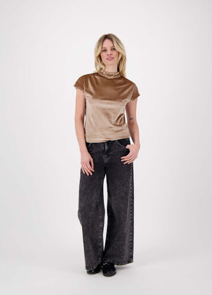 Wijde denim met glitter – grey denim - Kleding - Jeans