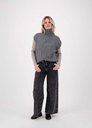 Wijde denim met glitter – grey denim - Kleding - Jeans