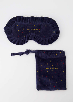 Slaapmasker - velvet sterren - donkerblauw/goud