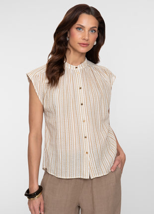 Bluse gestreift goldene Knöpfe - 63353-81