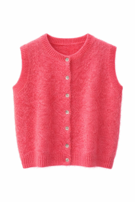 Debardeur met knoop - Luxe Mohair (koraal) by Charlotte Marie