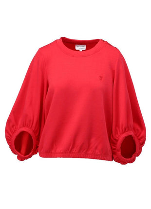 Pull ronde hals met knopen - Tomato - C601L by K.Design