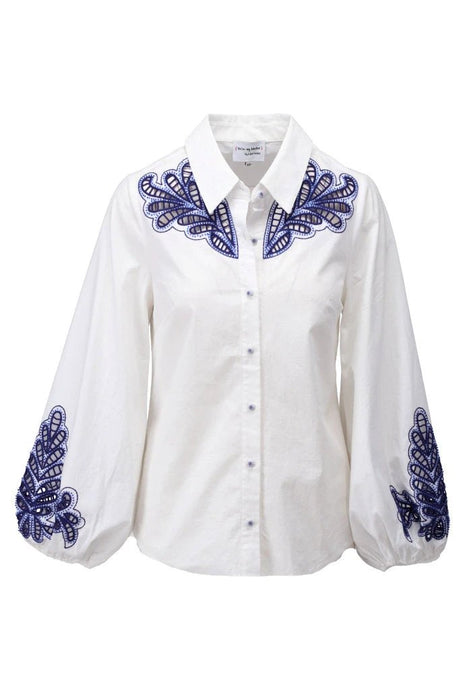 Blouse met borduursel - Indigo - C731L by K.Design