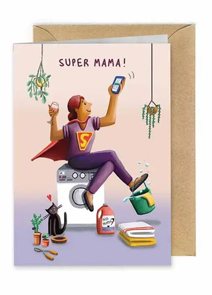 Wenskaart - Super mama! by Illustralies