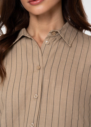 Bluse Leinenstreifen k/A - 63423-14
